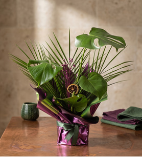 Mor Yeşil Buket Kağıdında Monstera