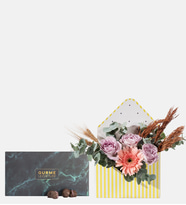 Çizgili Zarfta Güller & Gerbera ve Gurme Lezzetler
